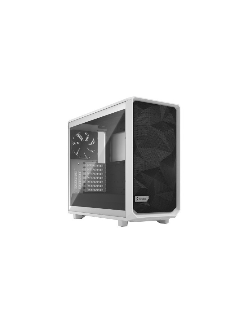 Fractal Design Meshify 2 (White TG) Gaming Case w/ Clear Glass Window  E-ATX  Angular Mesh Front  3 Fans  Fan Hub  Detachable Front Filter  USB-C  White