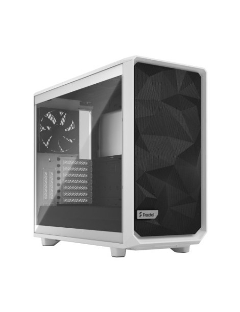 Fractal Design Meshify 2 (White TG) Gaming Case w/ Clear Glass Window  E-ATX  Angular Mesh Front  3 Fans  Fan Hub  Detachable Front Filter  USB-C  White