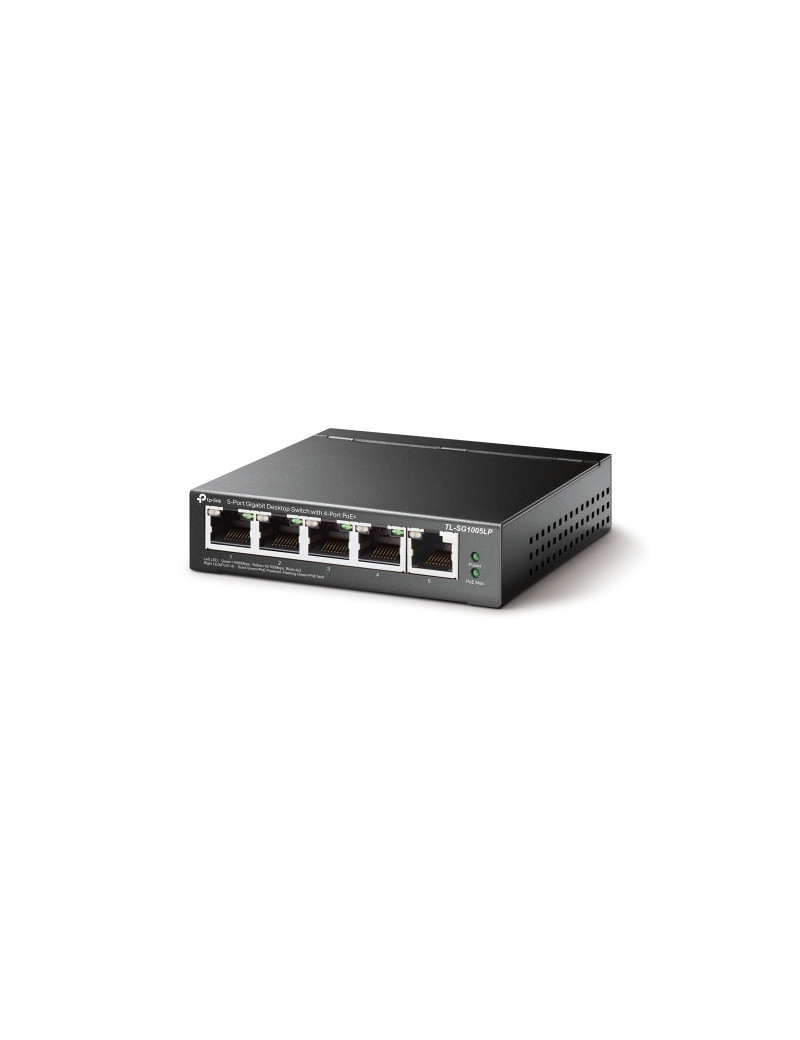 TP-LINK (TL-SG1005LP)  5-Port Gigabit Unmanaged Desktop Switch  4-Port PoE  Intelligent Power  Steel Case