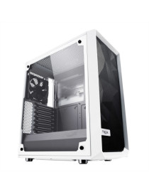 Fractal Design Meshify C (White TG) Gaming Case w/ Clear Glass Window  ATX  Angular Mesh Front  High-airflow  2 x 12cm Fans  White