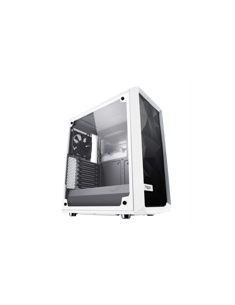 Fractal Design Meshify C (White TG) Gaming Case w/ Clear Glass Window  ATX  Angular Mesh Front  High-airflow  2 x 12cm Fans  White