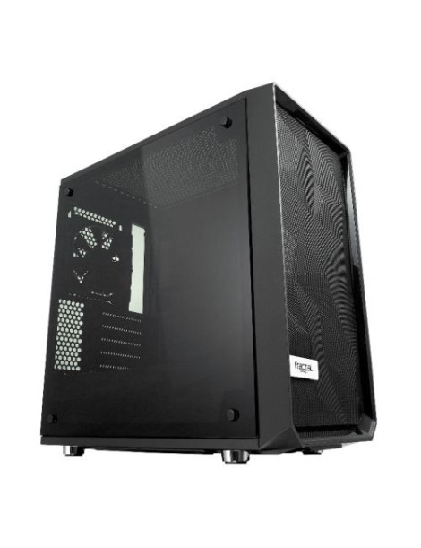 Fractal Design Meshify C Mini (Dark TG) Gaming Case w/ Dark Glass Window  Micro ATX  Angular Mesh Front  2 Fans  Full Length PSU Shroud  315mm GPU Support