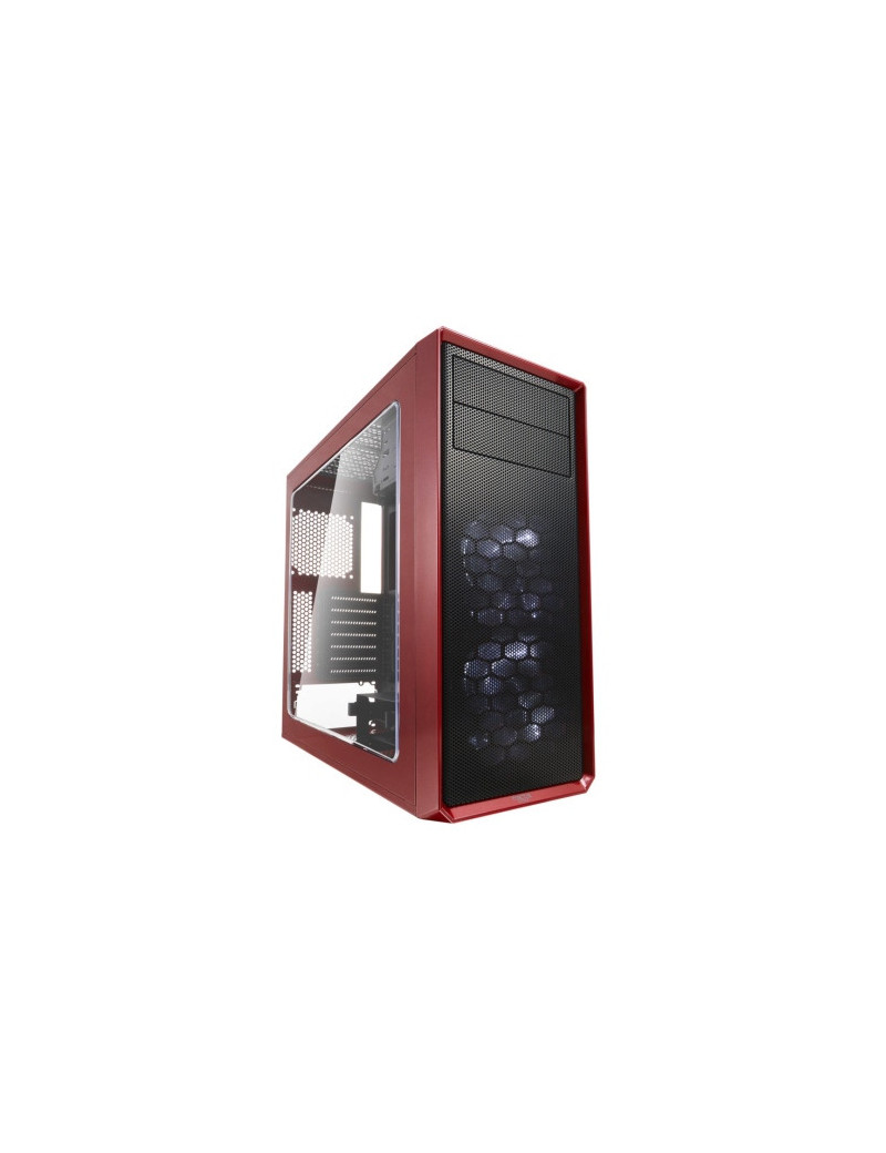 Fractal Design Focus G (Mystic Red) Gaming Case w/ Clear Window  ATX  2 White LED Fans  Kensington Bracket  Filtered Front  Top & Base Air Intakes