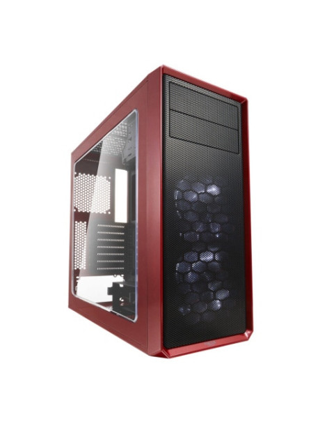 Fractal Design Focus G (Mystic Red) Gaming Case w/ Clear Window  ATX  2 White LED Fans  Kensington Bracket  Filtered Front  Top & Base Air Intakes