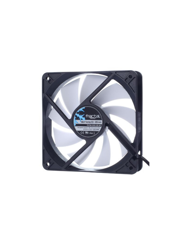 Fractal Design Silent Series R3 12cm Case Fan  Rifle Bearing  1200 RPM  Black & White