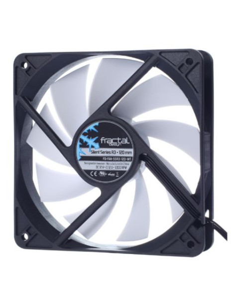 Fractal Design Silent Series R3 12cm Case Fan  Rifle Bearing  1200 RPM  Black & White