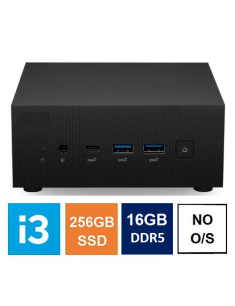 Spire Mini PC  Asus PN64 Case  i3-1220P  16GB DDR5  256GB SSD  HDMI  DP  USB-C  2.5G LAN  Wi-Fi 6E  VESA Mountable  No Operating System