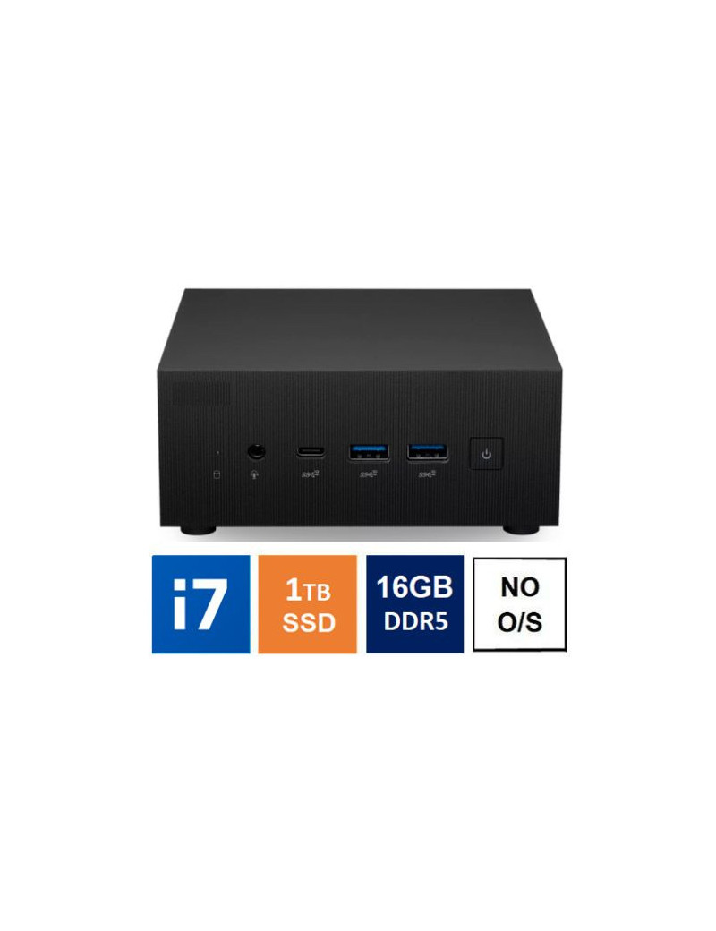 Spire Mini PC  Asus PN64 Case  i7-12700H  16GB DDR5  1TB SSD  HDMI  DP  USB-C  2.5G LAN  Wi-Fi 6E  VESA Mountable  No Operating System