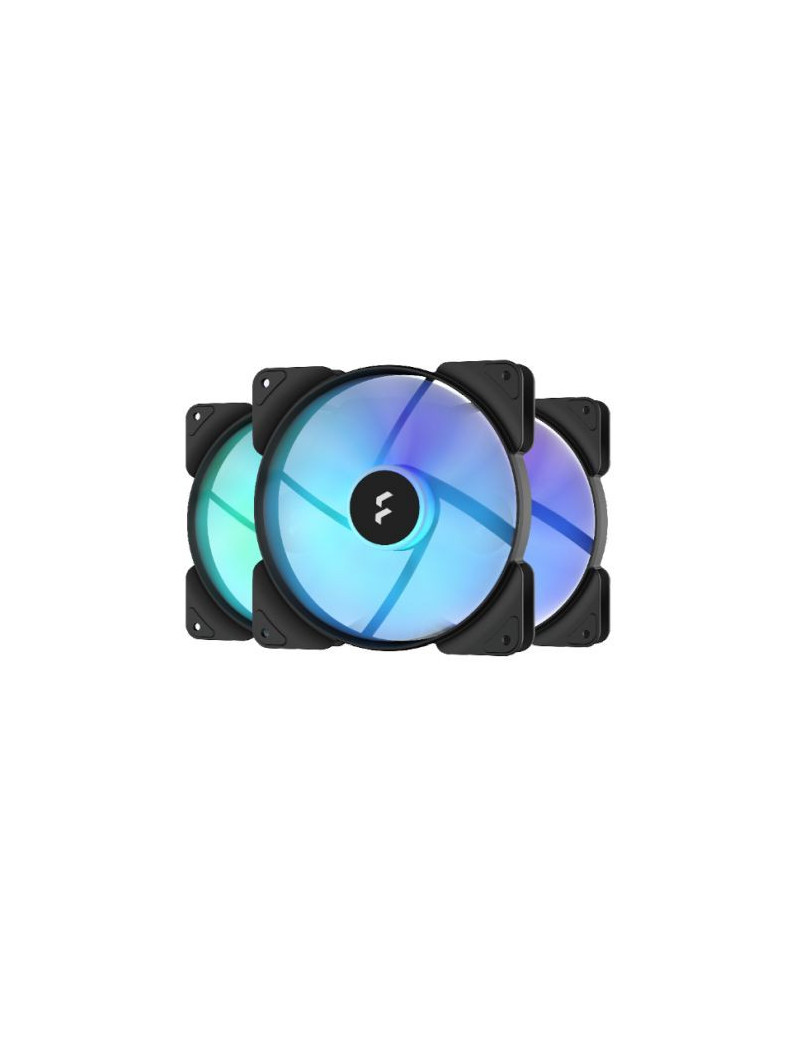 Fractal Design Aspect 14 14cm RGB PWM Case Fans (3 Pack)  Rifle Bearing  Supports Chaining  Aerodynamic Stator Struts  500-1700 RPM  Black Frame