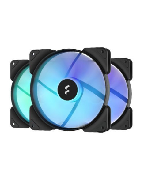 Fractal Design Aspect 14 14cm RGB PWM Case Fans (3 Pack)  Rifle Bearing  Supports Chaining  Aerodynamic Stator Struts  500-1700 RPM  Black Frame