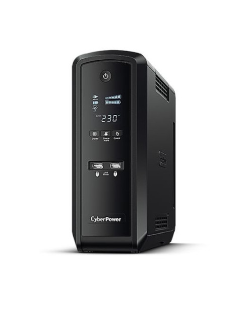 CyberPower PFC Sinewave 1300VA Line Interactive Tower UPS  780W  LCD Display  2x UK Plug  4x IEC  AVR Energy Saving