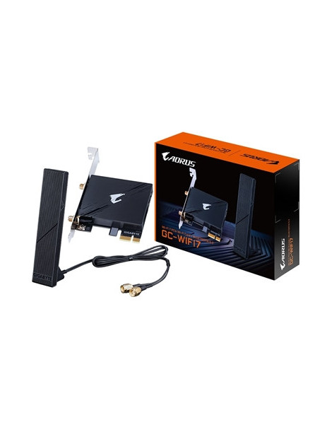 Gigabyte GC-WIFI7 Intel WiFi 7 5800Mbps Tri Band Wireless PCI-Express Card and Bluetooth 5.3 c/w Magnetic Ultra-high Gain Antenna