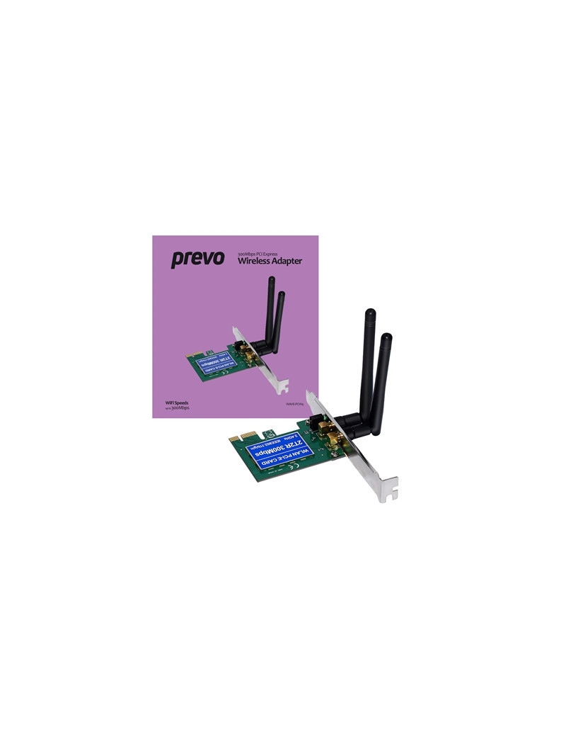 Prevo 300mbps N300 PCI Express Wireless Adapter with Additional Low Profile Bracket