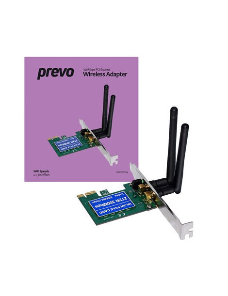 Prevo 300mbps N300 PCI Express Wireless Adapter with Additional Low Profile Bracket