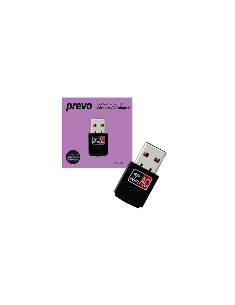 Prevo USBW5 600Mbps AC600 Dual Band USB Wireless AC Network Adapter