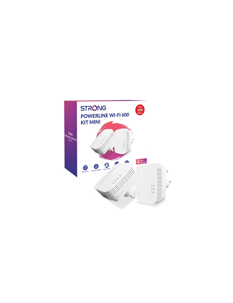 Strong POWERLWF600DUOMINIUK AV600 Mini WI-FI Powerline Kit (2 Pack)