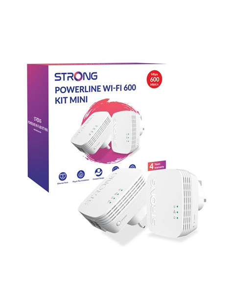 Strong POWERLWF600DUOMINIUK AV600 Mini WI-FI Powerline Kit (2 Pack)