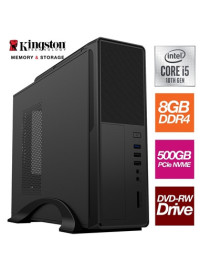 Small Form Factor - Intel i5 10400 6 Core 12 Thread 2.90GHz (4.30GHz Boost)  8GB Kingston RAM  500GB Kingston NVMe M.2 - DVDRW  Wi-Fi  FREE Keyboard & Mouse - Small Foot Print for Home or Office Use - Pre-Built PC