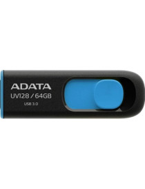 Adata UV128 64GB USB 3.2 Gen 1 Flash Drive  Capless Design  Black/Blue