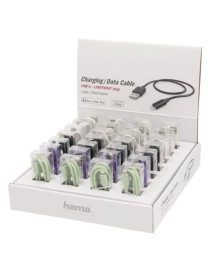 Hama Charging/Data USB-A to Lightning Cable x28 Multipack  480Mbps  0.75 Metre  Various Colours  Display Case