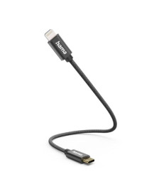 Hama Charging/Data USB-C to Lightning Cable  480Mbps  Nylon Sheath  Gold-Plated  0.2 Metre  Black