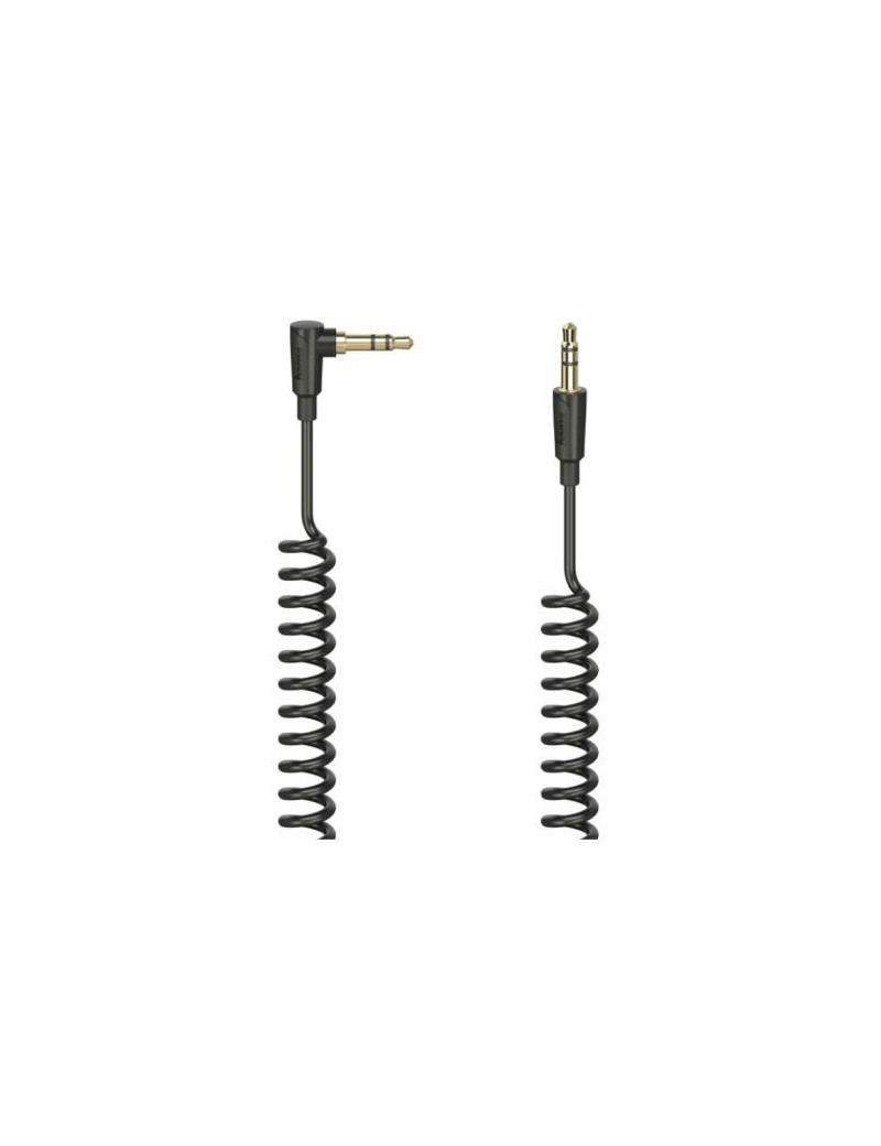 Hama Flexi-Slim 3.5mm Jack Stereo Spiral Cable  90° Male to Straight Male  1.5 Metre