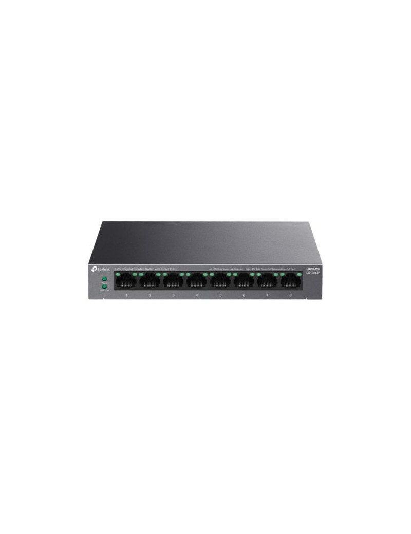 TP-LINK (LS108GP) 8-Port Gigabit Desktop LiteWave Switch with 8-Port PoE+  Metal Casing