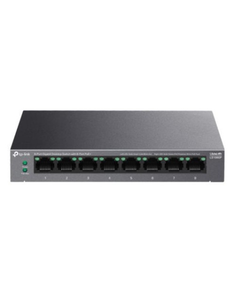 TP-LINK (LS108GP) 8-Port Gigabit Desktop LiteWave Switch with 8-Port PoE+  Metal Casing