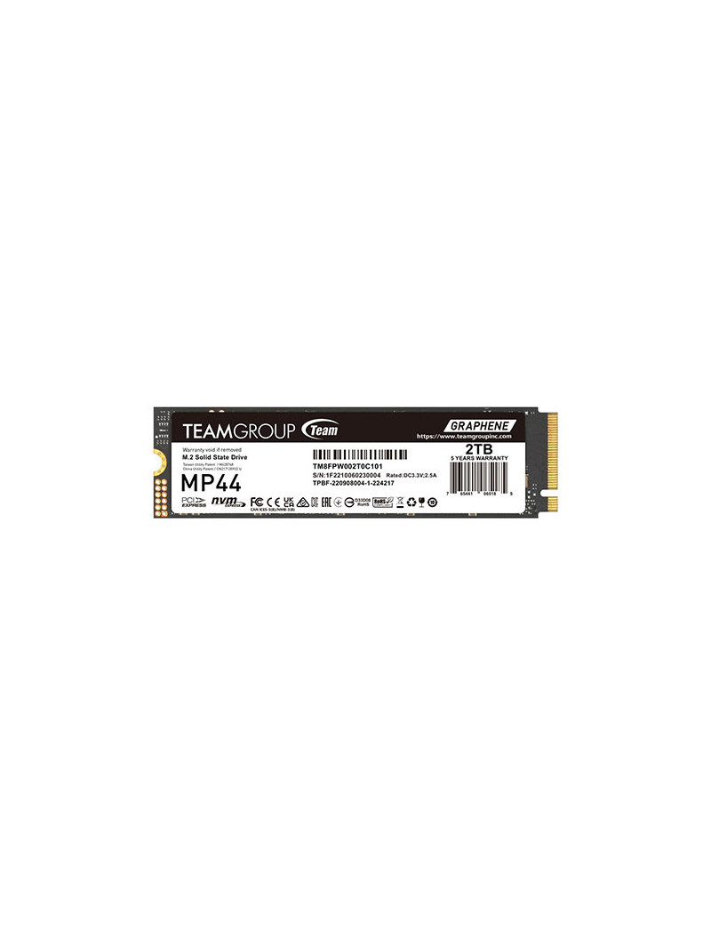 Team 2TB MP44 M.2 NVMe Gen4 SSD  M.2 2280  PCIe4  R/W 7400/7000 MB/s  Heat Dissipating Graphene Label