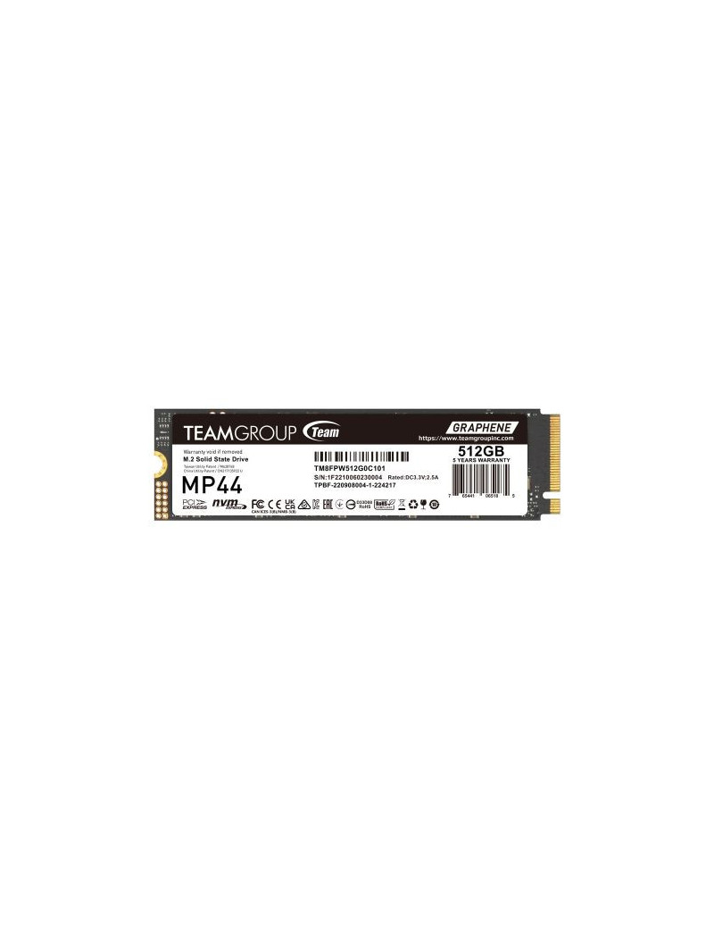 Team 512GB MP44 M.2 NVMe Gen4 SSD  M.2 2280  PCIe4  R/W 7300/4500 MB/s  Heat Dissipating Graphene Label