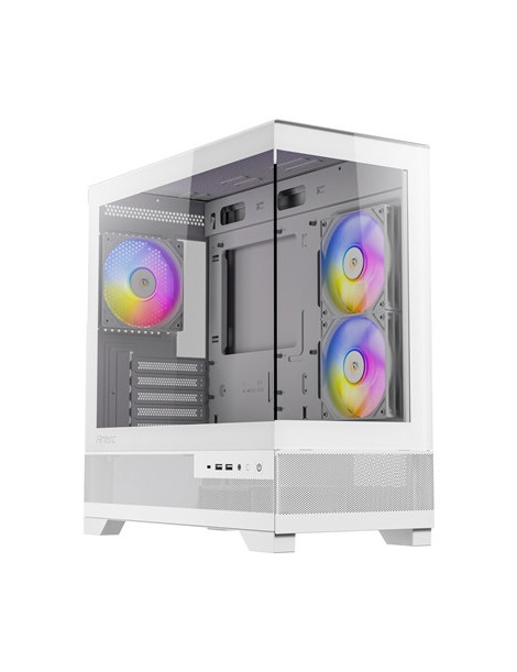 ANTEC CX500M Micro Tower Gaming Case  White  2  x USB 3.0 / 1 x USB Type-C  Tempered Glass Side Panel  Micro-ATX/ITX