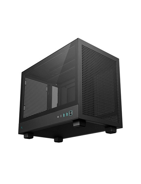 DeepCool CH160 Ultra-Portable Gaming Case Black Micro Tower with Tempered Glass Side Window Panel  Advanced Cooling  USB 3.0/USB-C Ports  Pre-Installed Fans  Mini-ITX