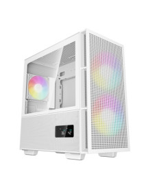 DeepCool CH360 Digital Gaming Case White  Mid Tower with Tempered Glass Side Window Panel  Advanced Cooling  USB 3.0/USB-C Ports  Pre-Installed Fans  Micro ATX/Mini-ITX