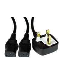 UK Mains to 2 x IEC Kettle 1.8m Black OEM Power Splitter Cable