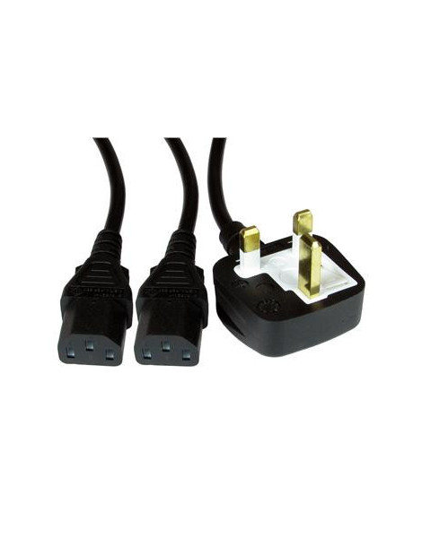 UK Mains to 2 x IEC Kettle 1.8m Black OEM Power Splitter Cable