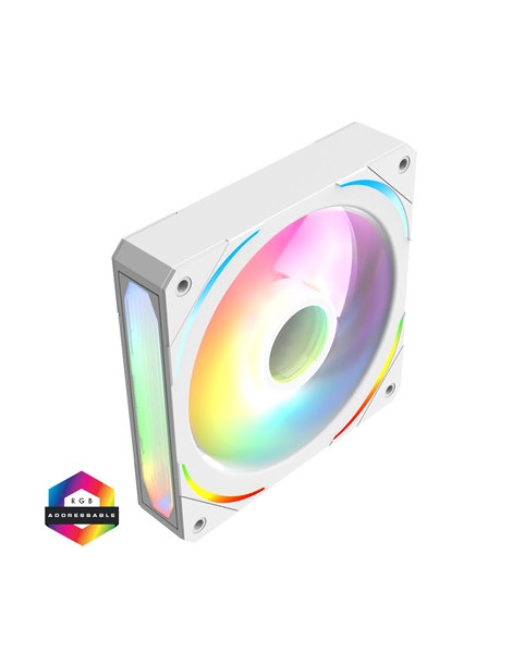 CIT Lightning 120mm Three-Sided Infinity ARGB White 3-Pin PC Cooling Fan - High-Performance RGB Case Fan