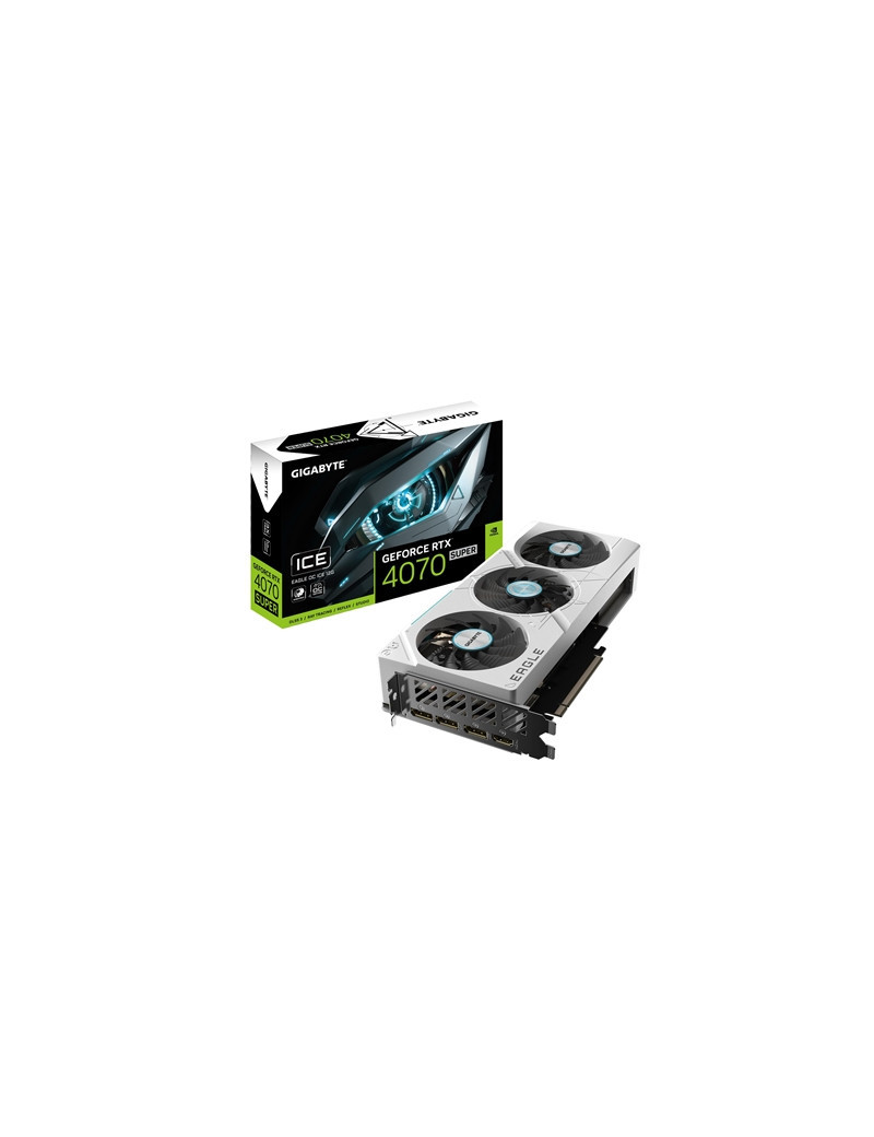 Gigabyte NVIDIA GeForce RTX 4070 SUPER EAGLE OC ICE 12G Graphics Card  12GB GDDR6X  7168 CUDA Cores  2535 MHz Core Clock  Triple Fan  White  RGB  3x DisplayPorts / 1x HDMI Port