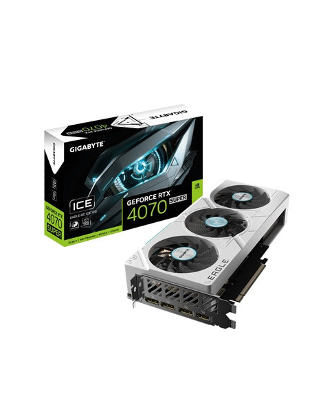 Gigabyte NVIDIA GeForce RTX 4070 SUPER EAGLE OC ICE 12G Graphics Card  12GB GDDR6X  7168 CUDA Cores  2535 MHz Core Clock  Triple Fan  White  RGB  3x DisplayPorts / 1x HDMI Port