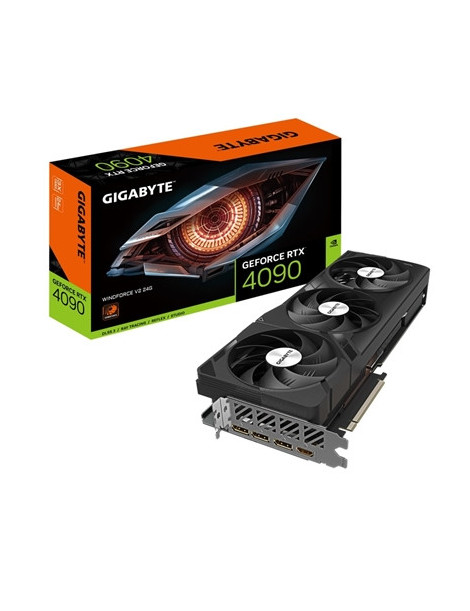 Gigabyte NVIDIA GeForce RTX 4090 WINDFORCE V2 Graphics Card  24GB GDDR6X  16384 CUDA Cores  2520 MHz Core Clock  Triple Fan  3x DisplayPorts / 1x HDMI Port