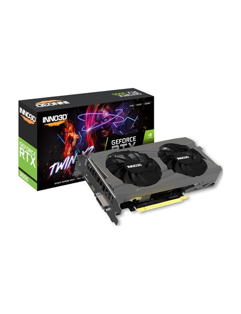 Inno3D NVIDIA GeForce RTX 3050 6GB TWIN X2 Graphics Card  6GB GDDR6  2304 CUDA Cores  1470 MHz Boost Clock  Dual Fan  1x DVI-D / 1x DisplayPort / 1x HDMI Port