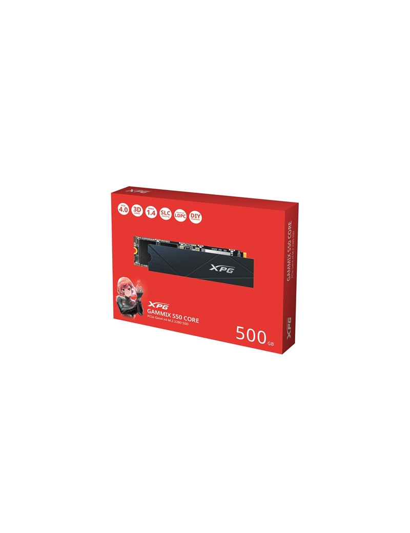 Adata GAMMIX S50 CORE (SGAMMIXS50C-500G-CS) 500GB NVMe SSD  PCIe Gen4  M.2 Interface  2280  Read 3500MB/s  Write 2800 MB/s  Heatsink  3 Year Warranty