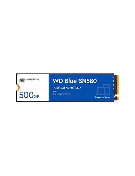 WD Blue SN580 (WDS500G3B0E) 500GB NVMe SSD  M.2 Interface  PCIe Gen4  2280  Read 4000MB/s  Write 3600MB/s  5 Year Warranty